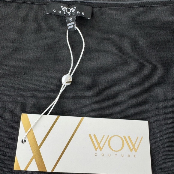 Wow Couture Black Off-Shoulder Belted Long Sleeves Bondage Top Gold Accents - Picture 13 of 13